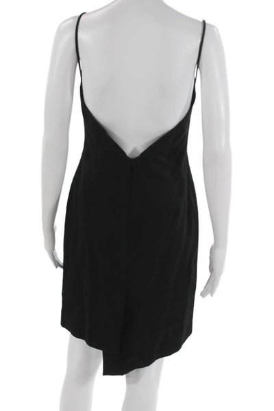 David Meister Womens Sheath Dress Black One Shoulder Sleeveless Size 4