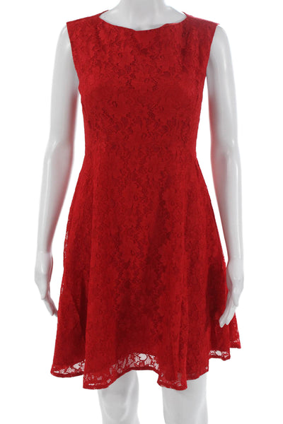 French Connection Womens Fit & Flare Red Knee Dress Sleeveless Size 4
