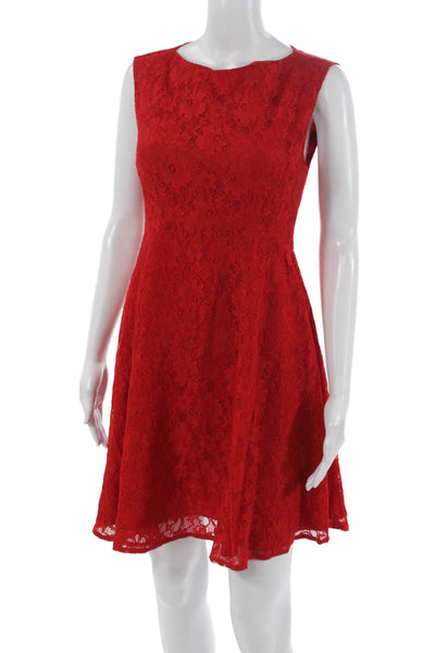 French Connection Womens Fit & Flare Red Knee Dress Sleeveless Size 4