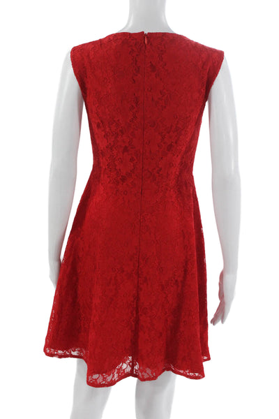 French Connection Womens Fit & Flare Red Knee Dress Sleeveless Size 4