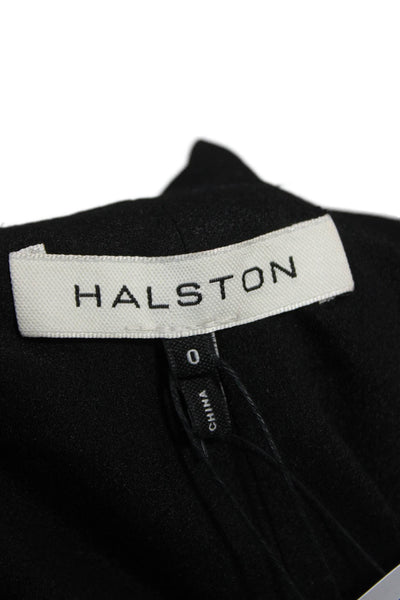 Halston Womens Shift Dress Black V Neck Half Sleeve Size 0