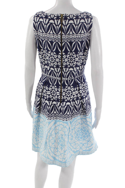Just Taylor Women Fit & Flare Blue Cotton Sleeveless Round Neck Dress Size 6