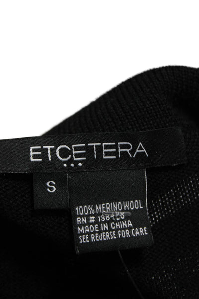 Etcetera Womens Sweater Dress Black Merino VNeck Longsleeve Knee Size S