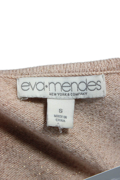 Eva Mendes Womens Fit and Flare Dress Beige 3/4 Sleeve Round Neck Size S