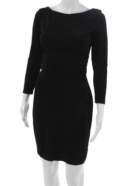 David Meister Women Sheath Dress Black Boat Neck Long Sleeve Size 2