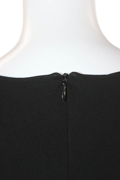 David Meister Women Sheath Dress Black Boat Neck Long Sleeve Size 2