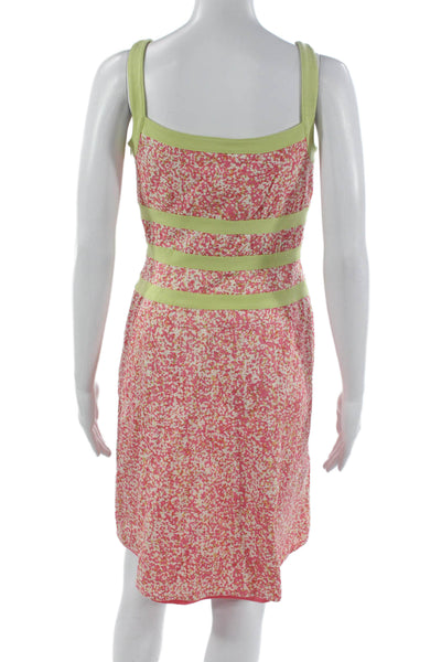 Kay Unger Womens Pink Cotton V Neck Floral Sundress Zip Short Size 2