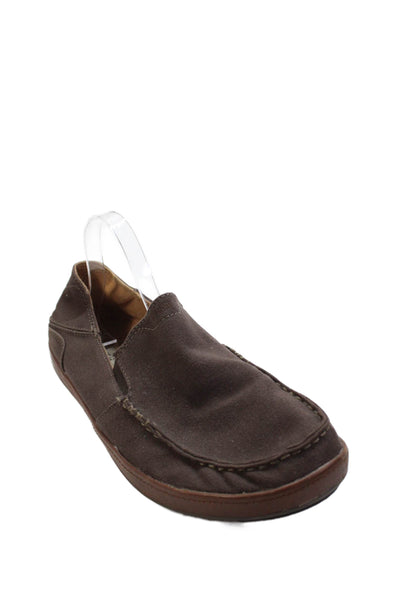 OluKai Mens Canvas Slide On Casual Loafers Brown Size 13
