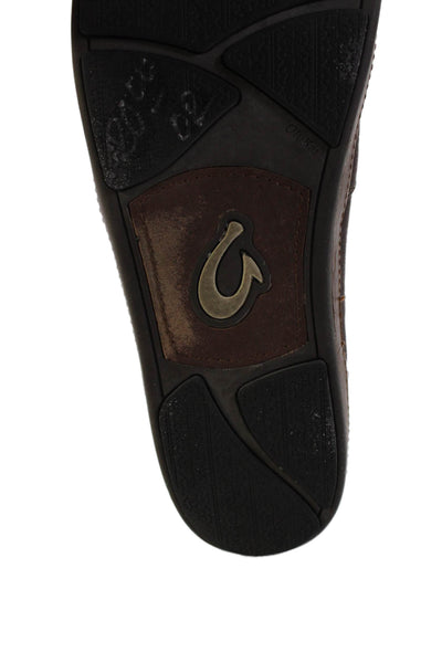 OluKai Mens Canvas Slide On Casual Loafers Brown Size 13