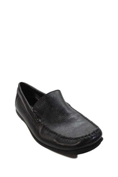 ECCO Mens Leather Slide On Casual Walking Loafers Black Size 45