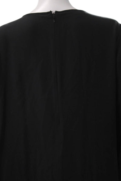 Lafayette 148 New York Women Black Shift Dress Knee Length 3/4 Sleeve Size M