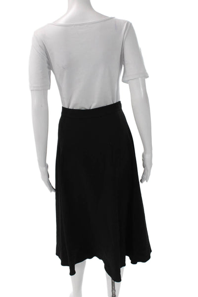 Max Mara Women Wrap Skirt Black Knee Length Acetate Button Size 10