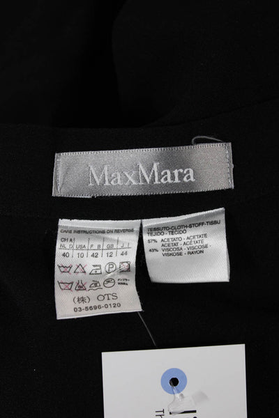 Max Mara Women Wrap Skirt Black Knee Length Acetate Button Size 10