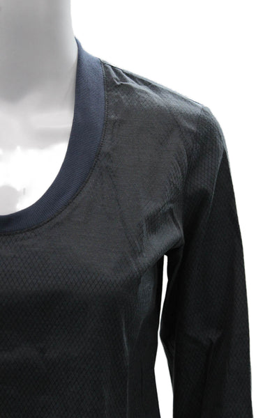 Nix Women Basic Gray Argyle Cotton Scoop Neck Long Sleeve T-Shirt Size 34