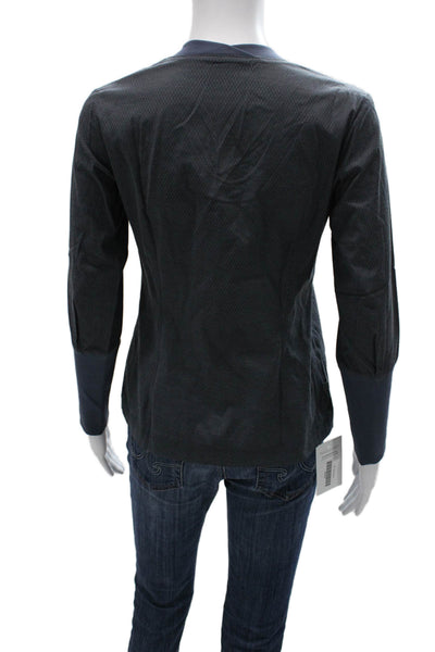 Nix Women Basic Gray Argyle Cotton Scoop Neck Long Sleeve T-Shirt Size 34