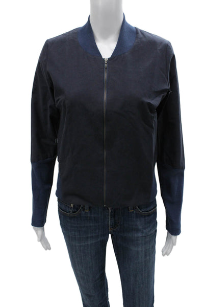 Nix Womens Bomber Jacket Blue Polyester Blend Zip Long Sleeve Size 38