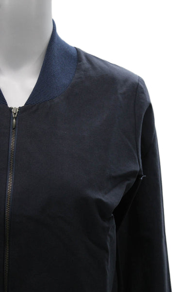 Nix Womens Bomber Jacket Blue Polyester Blend Zip Long Sleeve Size 38