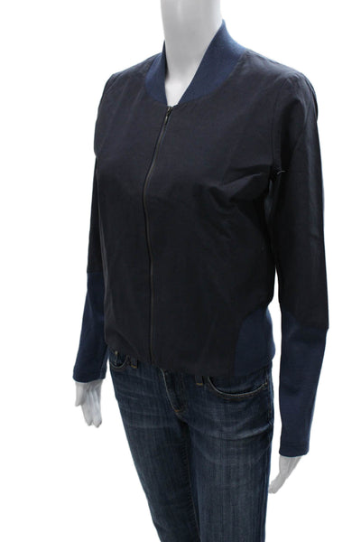 Nix Womens Bomber Jacket Blue Polyester Blend Zip Long Sleeve Size 38