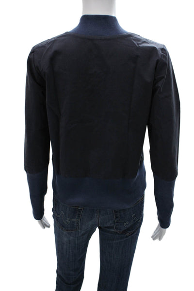 Nix Womens Bomber Jacket Blue Polyester Blend Zip Long Sleeve Size 38