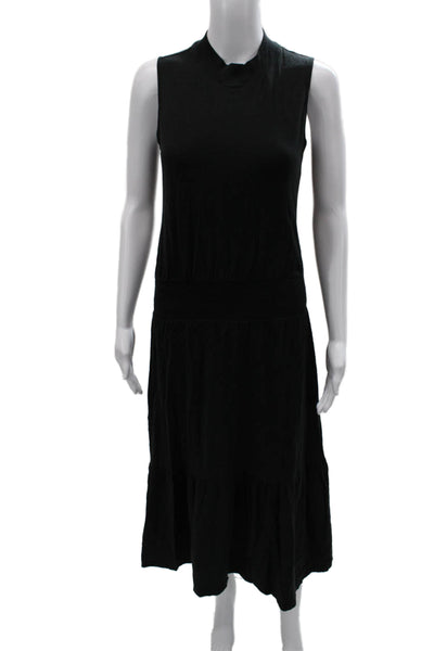 Nation LTD Womens Tank Dress Black Pima Cotton Mock Neck Mid Calf Size S
