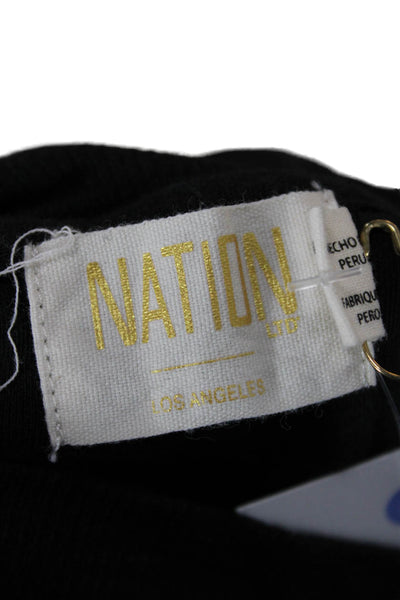 Nation LTD Womens Tank Dress Black Pima Cotton Mock Neck Mid Calf Size S
