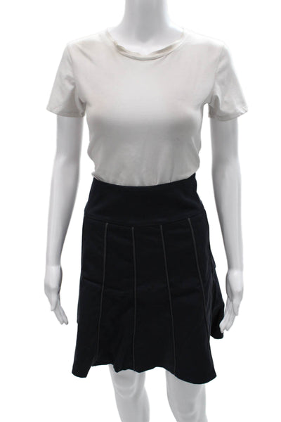 Nix Womens A-Line Skirt Blue Knee Length Zip Cotton Size 36