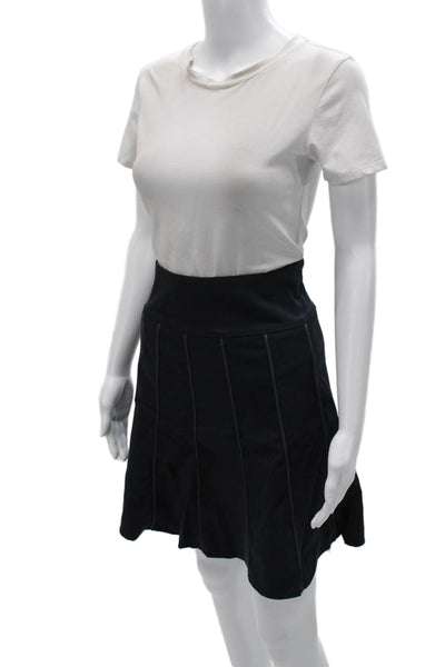 Nix Womens A-Line Skirt Blue Knee Length Zip Cotton Size 36