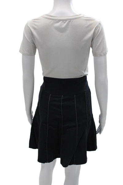 Nix Womens A-Line Skirt Blue Knee Length Zip Cotton Size 36