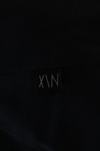 Nix Womens A-Line Skirt Blue Knee Length Zip Cotton Size 36