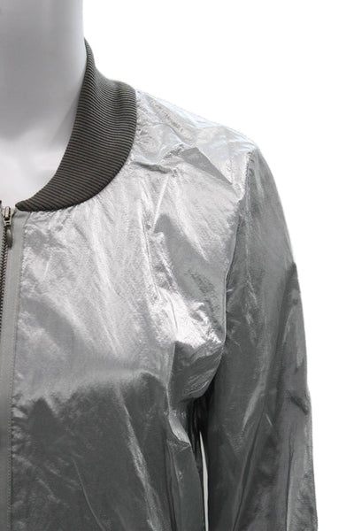 Nix Women Jacket Dress Silver Collared Long Sleeve Zip Knee Length Size S