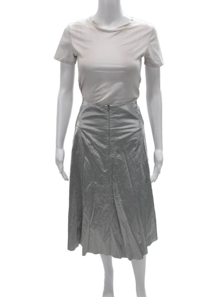 Nix Women Jacket Dress Silver Collared Long Sleeve Zip Knee Length Size S