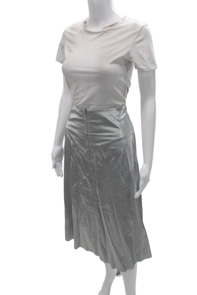 Nix Women Jacket Dress Silver Collared Long Sleeve Zip Knee Length Size S