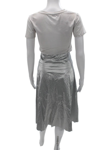 Nix Women Jacket Dress Silver Collared Long Sleeve Zip Knee Length Size S