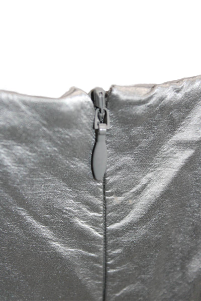 Nix Women Jacket Dress Silver Collared Long Sleeve Zip Knee Length Size S