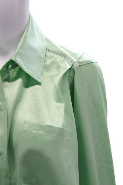 T Alexander Wang Women Cropped Button-Up Collared Green Polyester Blend Size XS