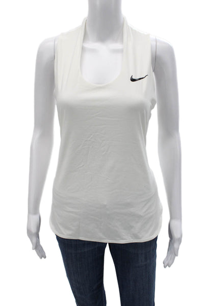 Nike Womens Halter Tank Top Sleeveless White Polyester Size L