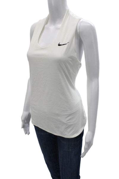 Nike Womens Halter Tank Top Sleeveless White Polyester Size L
