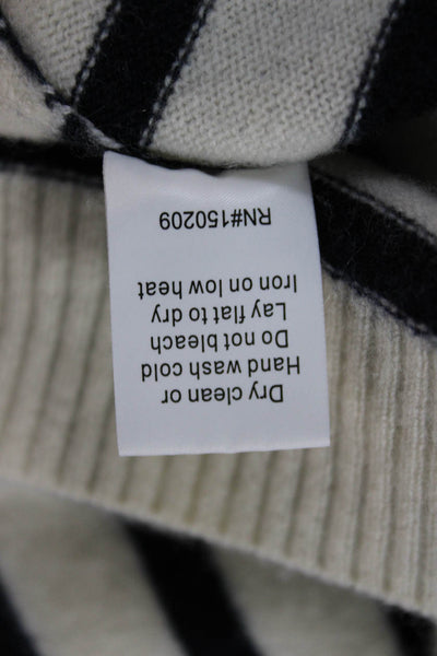 La Ligne Women Cashmere Striped Crew Neck Pullover Sweater White Size XS
