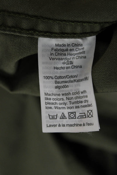 Madewell Women Military Jacket Green Zip 100% Cotton Long Sleeve Size XL