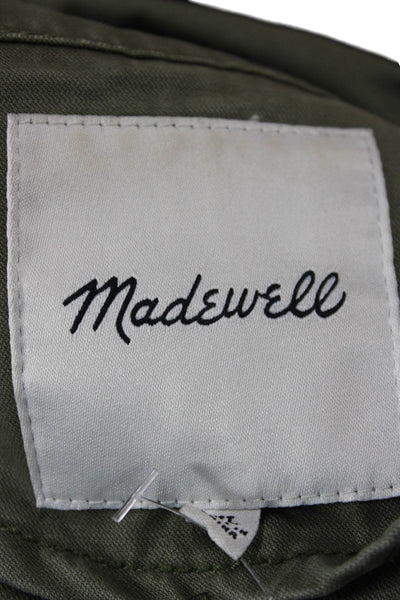 Madewell Women Military Jacket Green Zip 100% Cotton Long Sleeve Size XL
