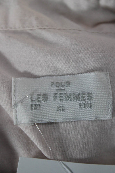 Les Femmes Womens Blouse Pajama Top Pink Cotton Long Sleeve Button Size L