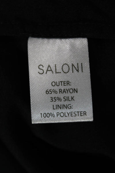 Saloni Women Fit & Flare Midi Dress Black Long Sleeve High Neck Zip Size 0