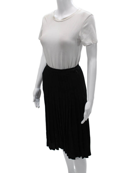 Lauren Ralph Lauren Women Pleated Black Polyester Blend Skirt Button Size 4