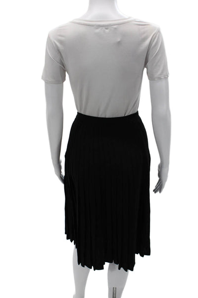 Lauren Ralph Lauren Women Pleated Black Polyester Blend Skirt Button Size 4