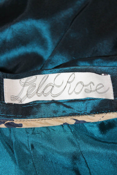 Lela Rose Women Pleated Blue Silk Knee Length Skirt Size 4