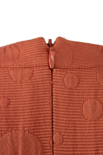 Kay Unger Womens Sheath Dress Orange V Neck Sleeveless Geometric Zip Size 2