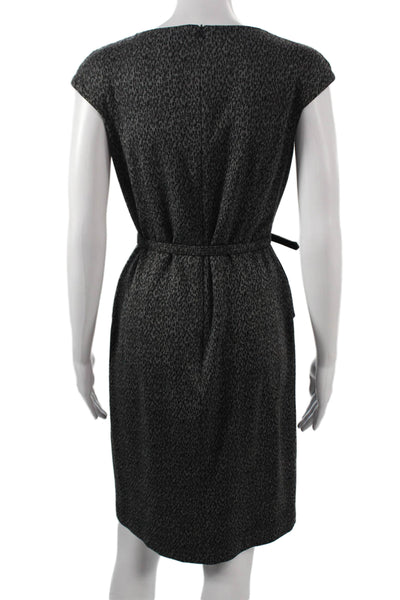David Meister Women Sheath Dress Gray V-Neck Short Sleeve Size 4
