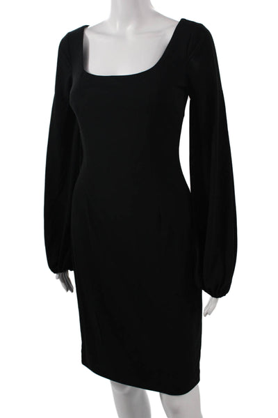 David Meister Women Sheath Dress Black Square Neck Long Sleeve Size 2