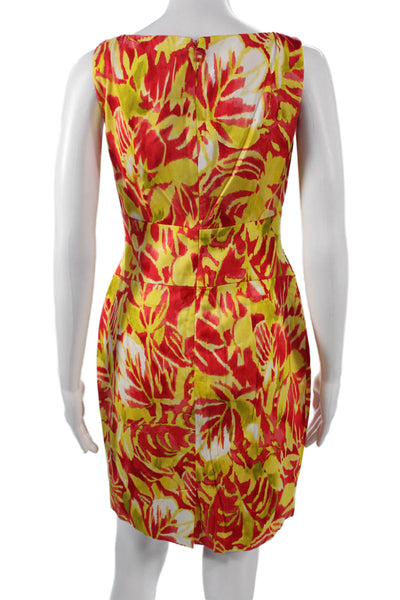 Lauren Ralph Lauren Women Red Floral Sheath Dress Square Neck Sleeveless Size 4P