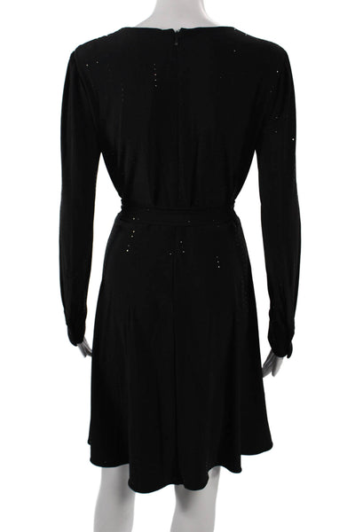 DKNY Womens Wrap Dress Black V-Neck Long Sleeve Short Size 4